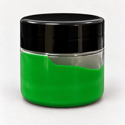 Leaf Green Opaque Pigment 20ml in a clear jar with a black lid
