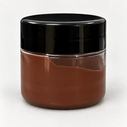 Coffee Opaque Pigment 20ml in a clear jar with a black lid