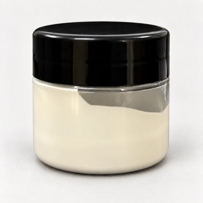 Ivory Opaque Pigment 20ml in a clear jar with a black lid