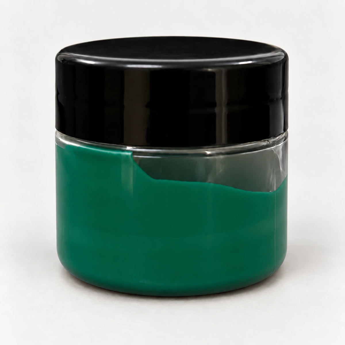 Bus Green Opaque Pigment 20ml in a clear jar with a black lid