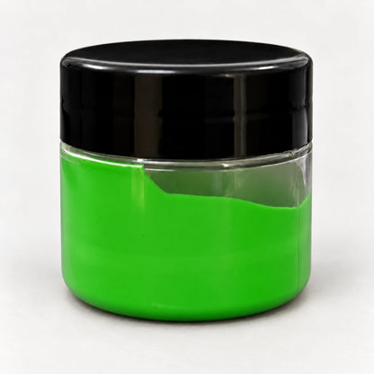 Parrot Green Opaque Pigment 20ml in a clear jar with a black lid