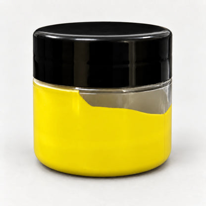 Zinc Yellow Opaque Pigment 20ml in a clear jar with a black lid