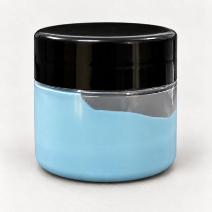 Pastel Blue Opaque Pigment 20ml in a clear jar with a black lid