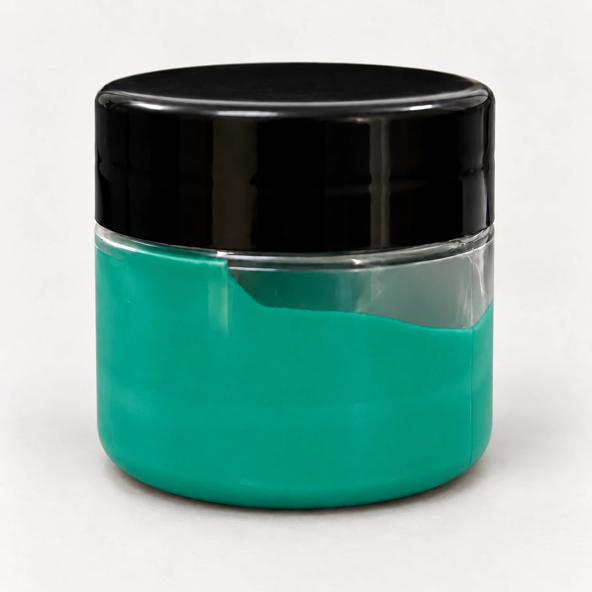 Emerald Green Opaque Pigment 20ml in a clear jar with a black lid