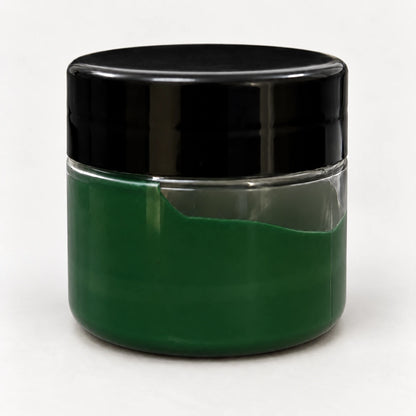 Bottle Green Opaque Pigment 20ml in a clear jar with a black lid