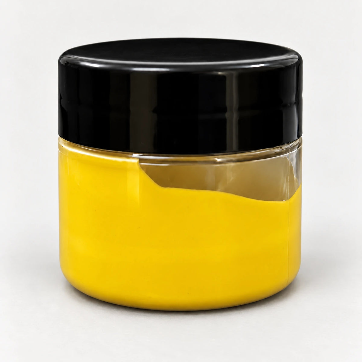 Golden Yellow Opaque Pigment 20ml in a clear jar with a black lid