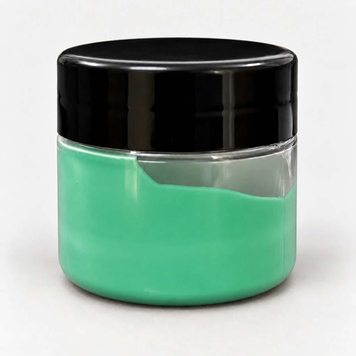 Jade Green Opaque Pigment 20ml in a clear jar with a black lid