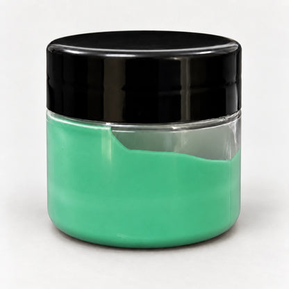 Jade Green Opaque Pigment 20ml in a clear jar with a black lid
