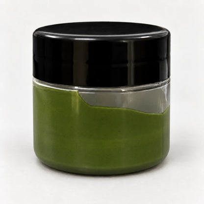 Olive Green Opaque Pigment 20ml in a clear jar with a black lid