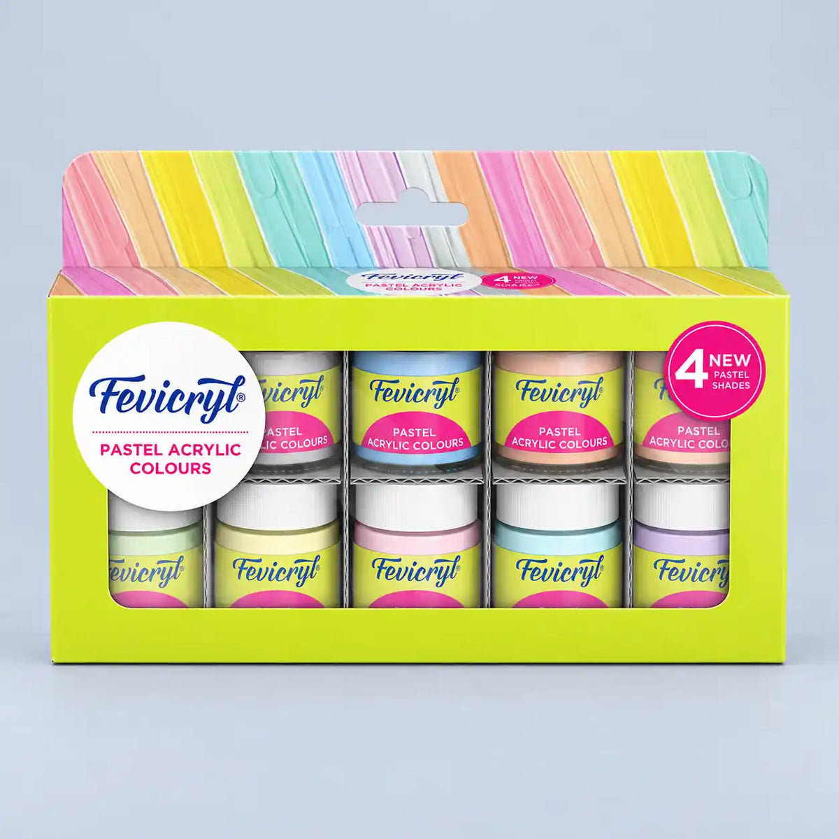 Fevicryl Pastel Acrylic Colours – 10 Shades × 15 ml
