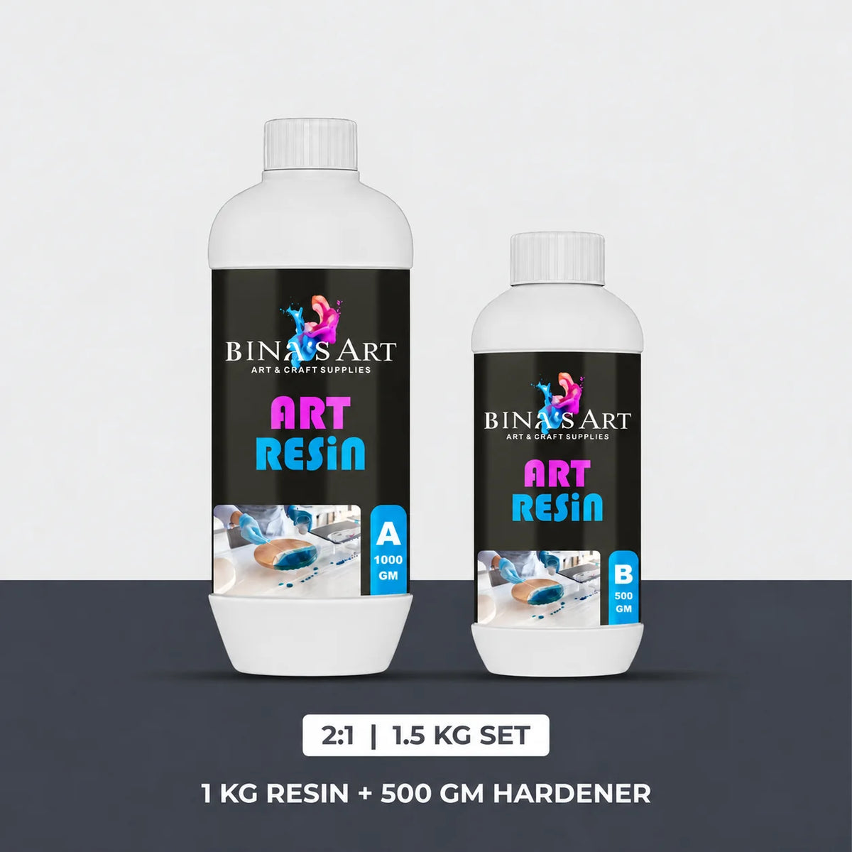 Bina's Art 2:1 art resin and hardener bottle set