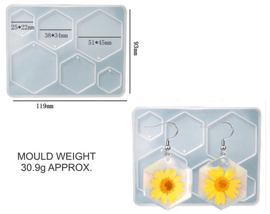 6 IN 1 Hexagon Jewellery  & Keychain Mould