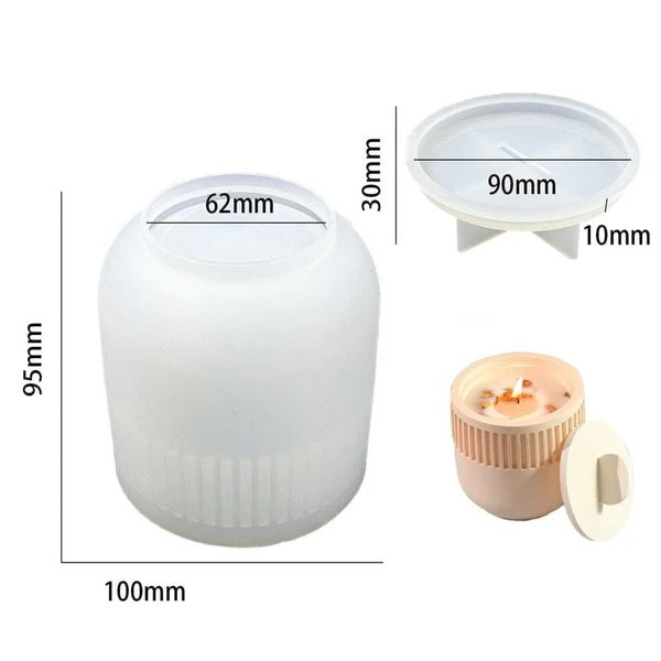 Cylindrical Candle Jar Mold with Lid Mould