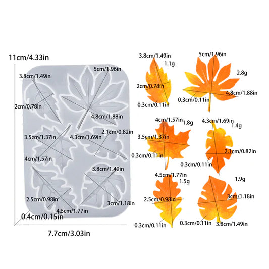 6 Cavity Leaf Shape Jewellery & Keychain Mould