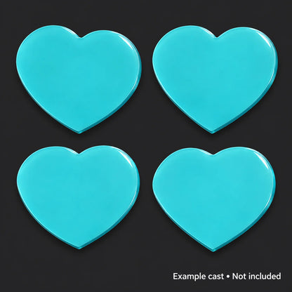 4 Cavity Heart Silicone Resin Mould for Jewellery — Example cast • Not included