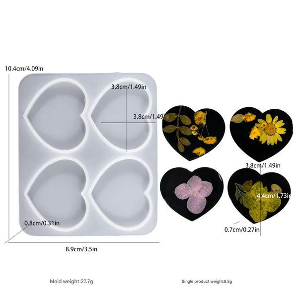 4 Cavity Heart Keychain & Pendant Mould