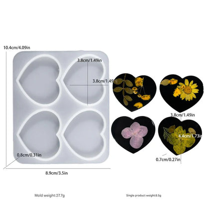 4 Cavity Heart Keychain & Pendant Mould