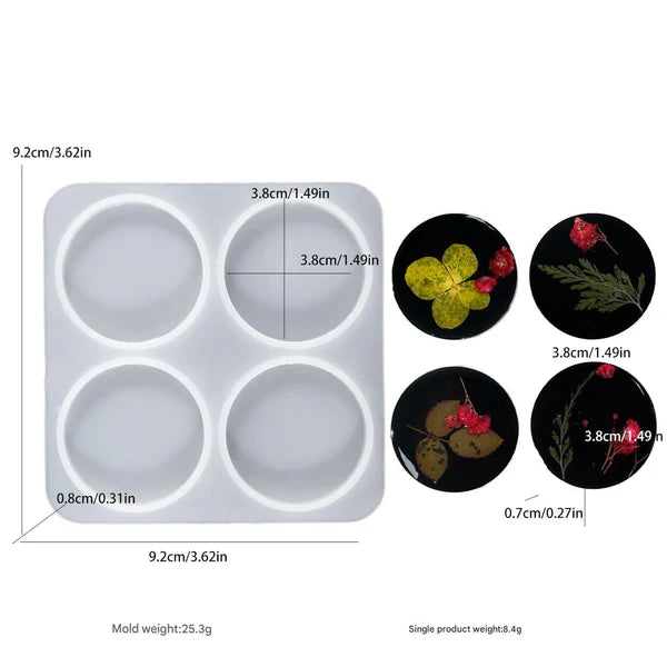 4 Cavity Round Keychain & Pendant Mould
