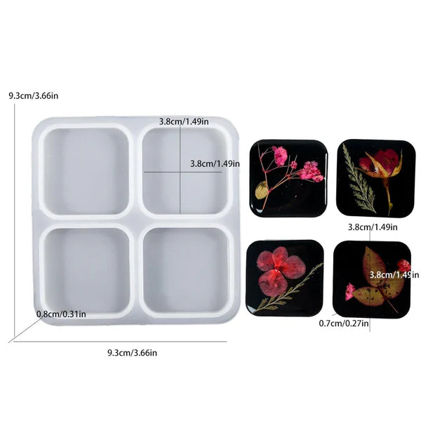 4 Cavity Square Keychain & Pendant Mould