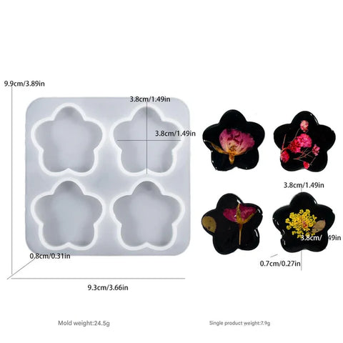 4 Cavity Flower Keychain & Pendant Mould