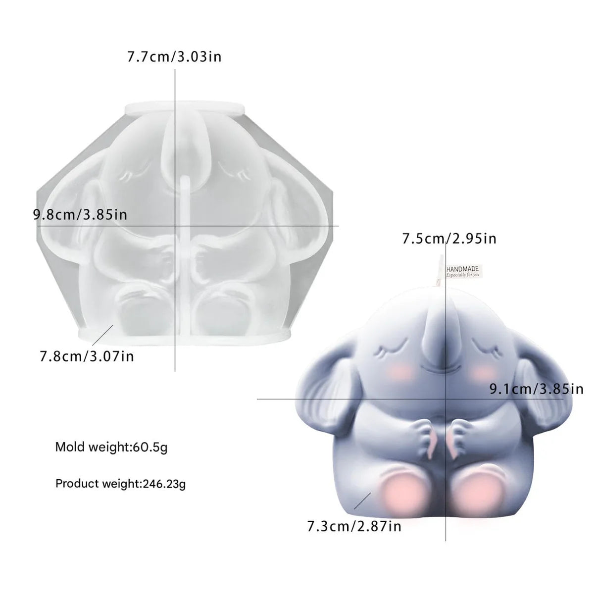 Cute Elephant Candle Mould