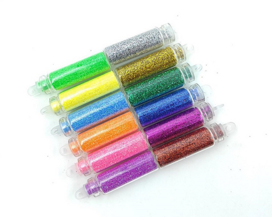 12 IN 1 Col Glitter Powder  Message Bottle Set