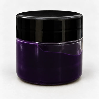 Violet Transparent Pigment in a clear jar with a black lid