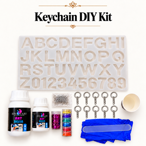 Alphabet Resin Keychain DIY Kit with Mould & Accessories