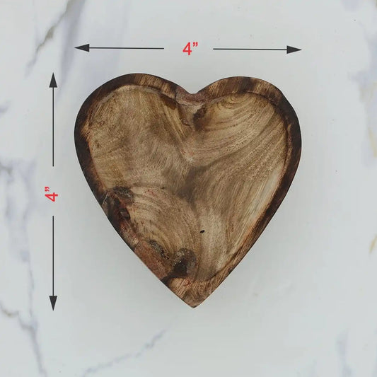 Heart-Shaped Wooden Candle Bowl — 4 X 4 Inch