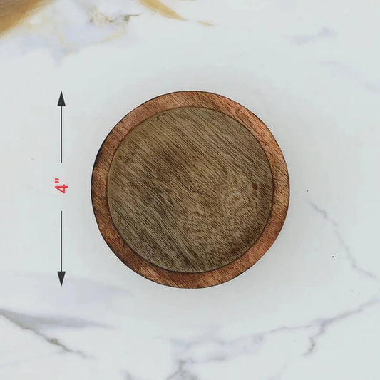 Round Wooden Candle Bowl — 4 Inch