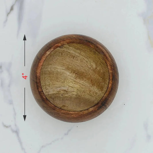 Round Curved Wooden Candle Bowl — 4 Inch