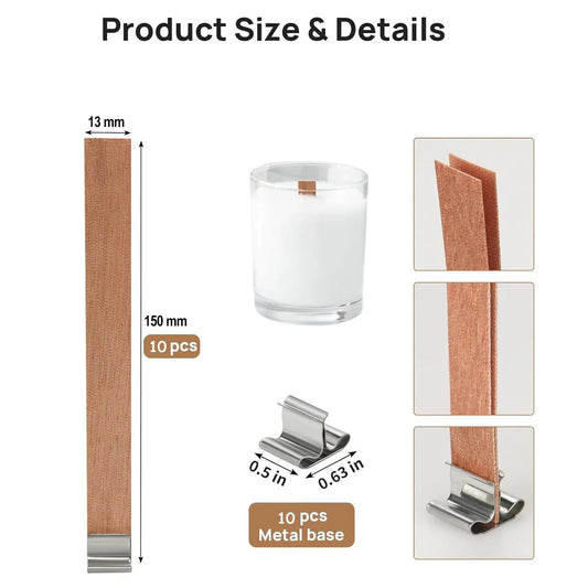Wooden Wick 1mm Thick With Metal Holder