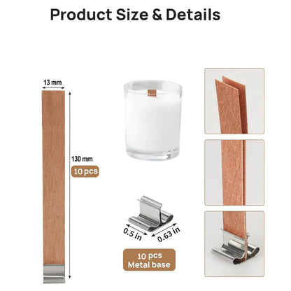 Wooden Wick 1mm Thick With Metal Holder