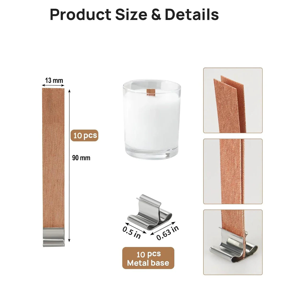 Wooden Wick 1mm Thick With Metal Holder