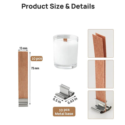 Wooden Wick 1mm Thick With Metal Holder
