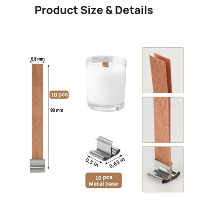 Wooden Wick 1mm Thick With Metal Holder