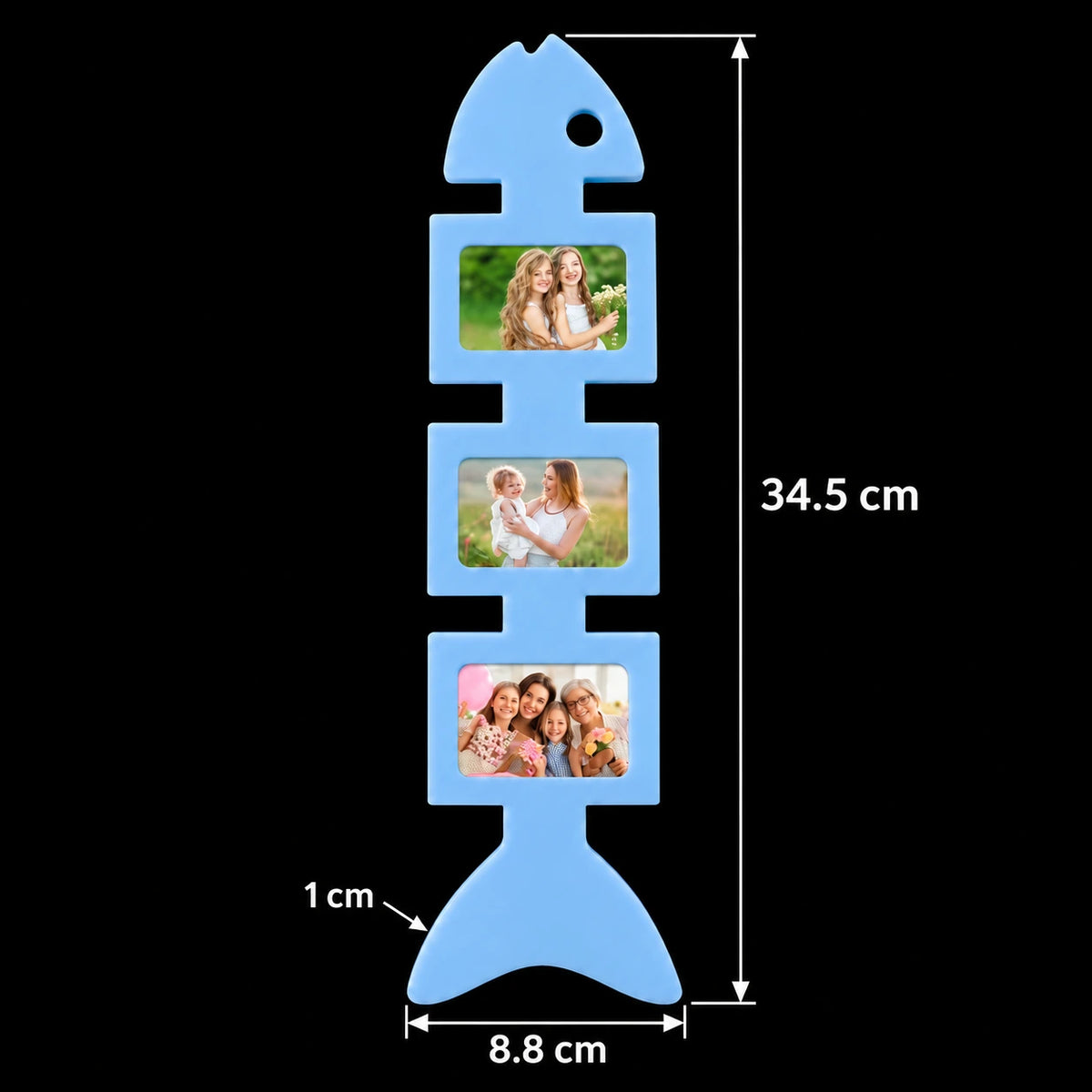 Fish Shape Triple Photo Frame Mould — finished example