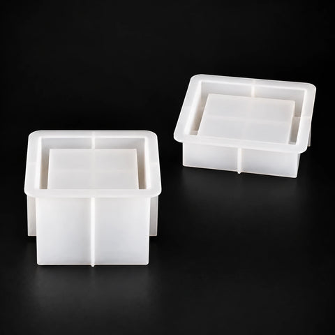 Square Jagged Rim Jar & Lid Silicone Mould Set – silicone mould on black background