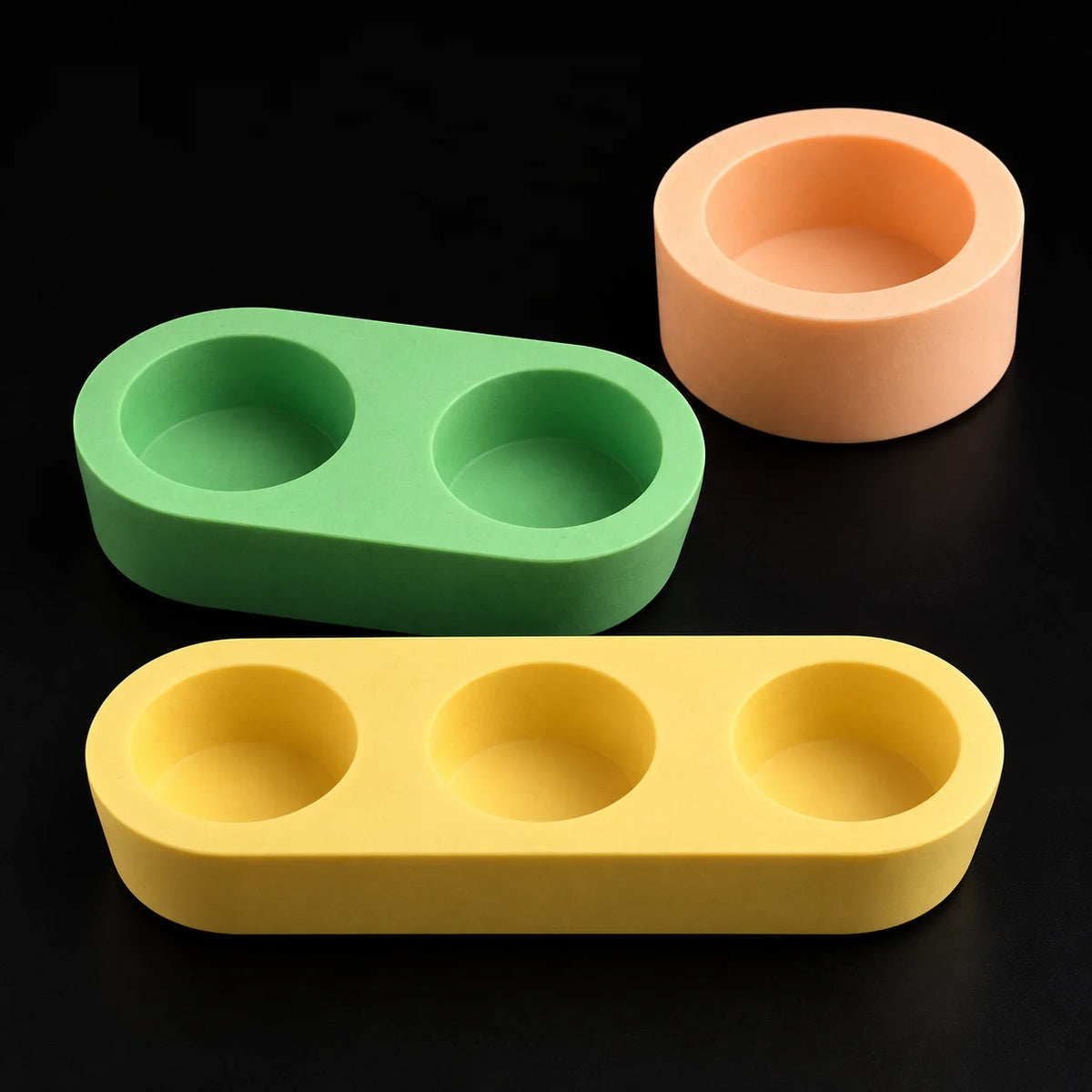 1, 2 & 3-Hole Tea Light Holder Silicone Mould Set — finished example