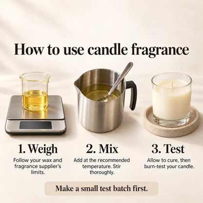 How to use candle fragrance: weigh, mix and test a small batch.