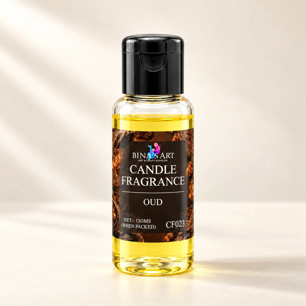 Oud Candle Fragrance bottle showing the original product label
