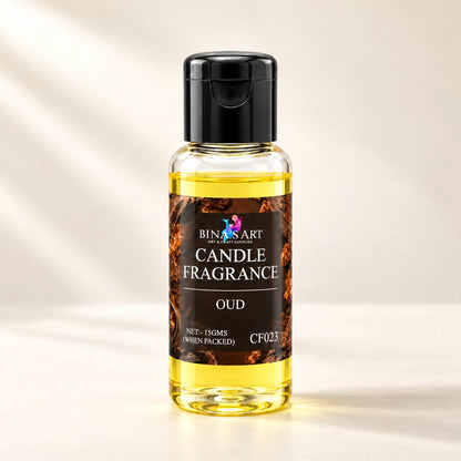 Oud Candle Fragrance bottle showing the original product label