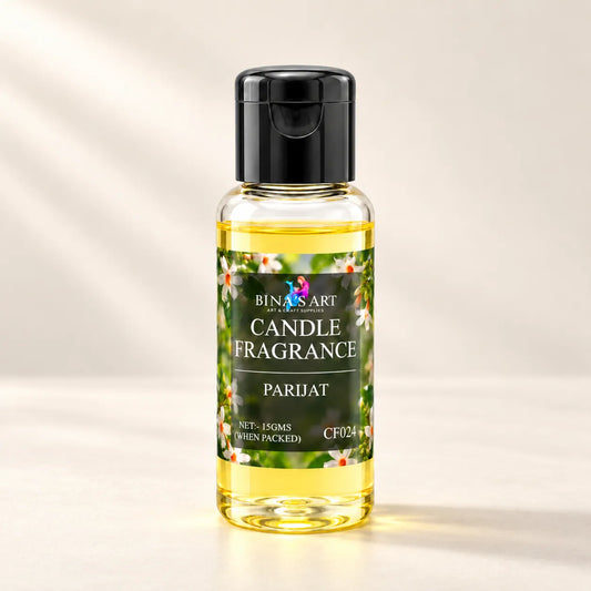 Parijat Candle Fragrance bottle showing the original product label