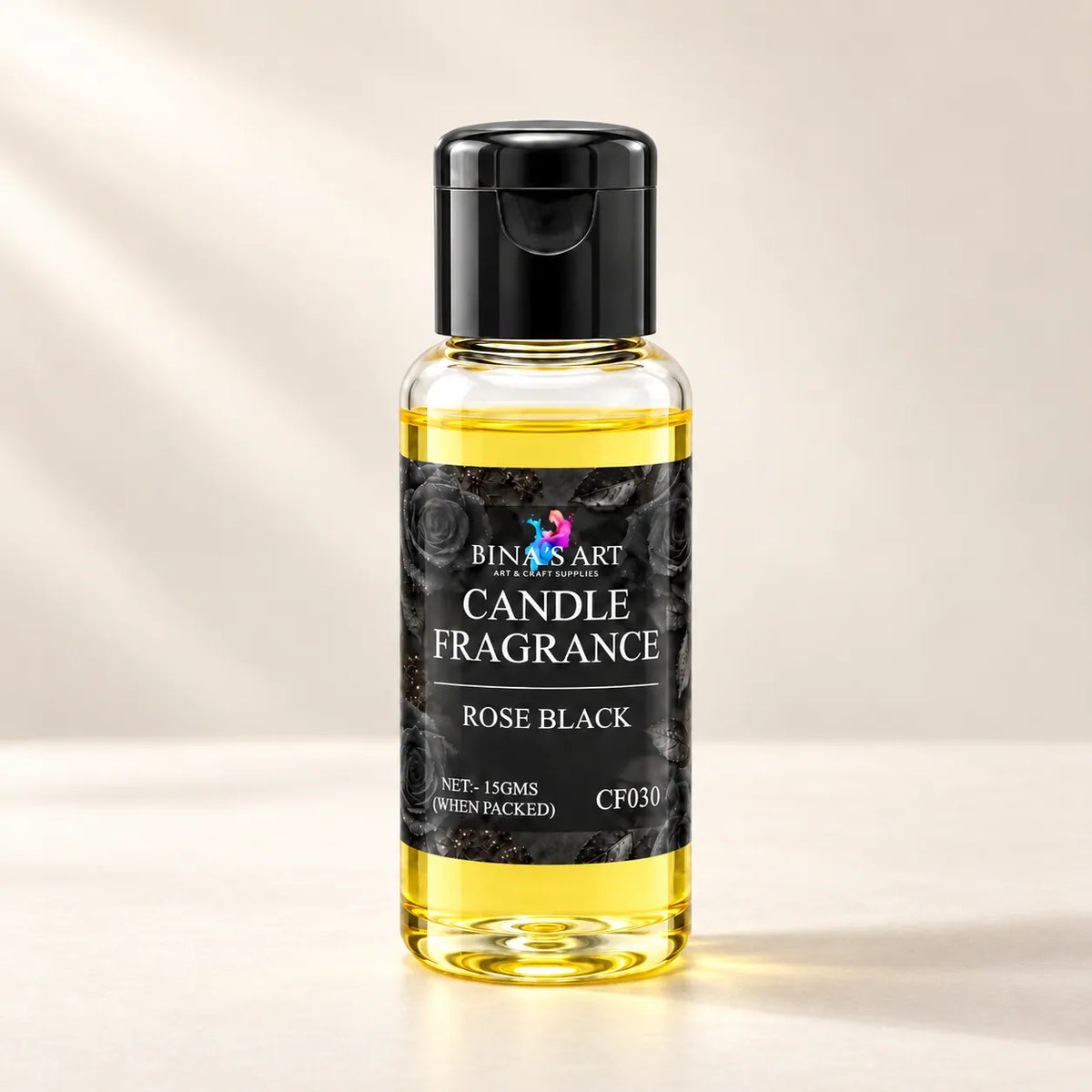 Rose Black Candle Fragrance bottle showing the original product label