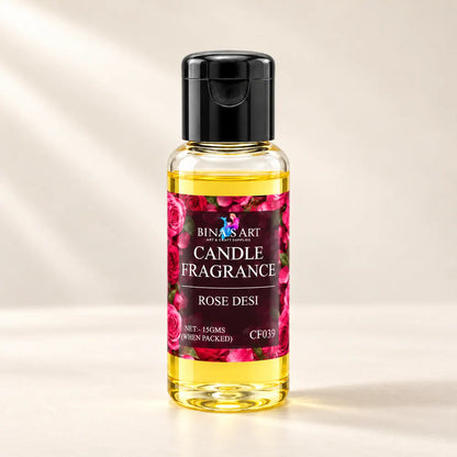 Rose Desi Candle Fragrance bottle showing the original product label