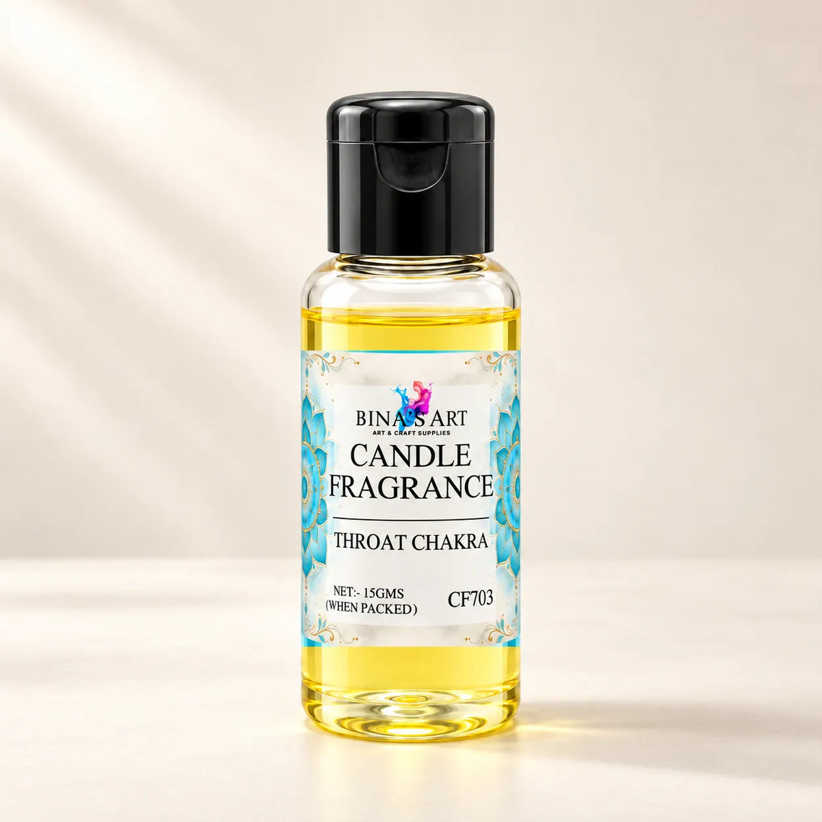 Throat Chakra Candle Fragrance bottle showing the original product label
