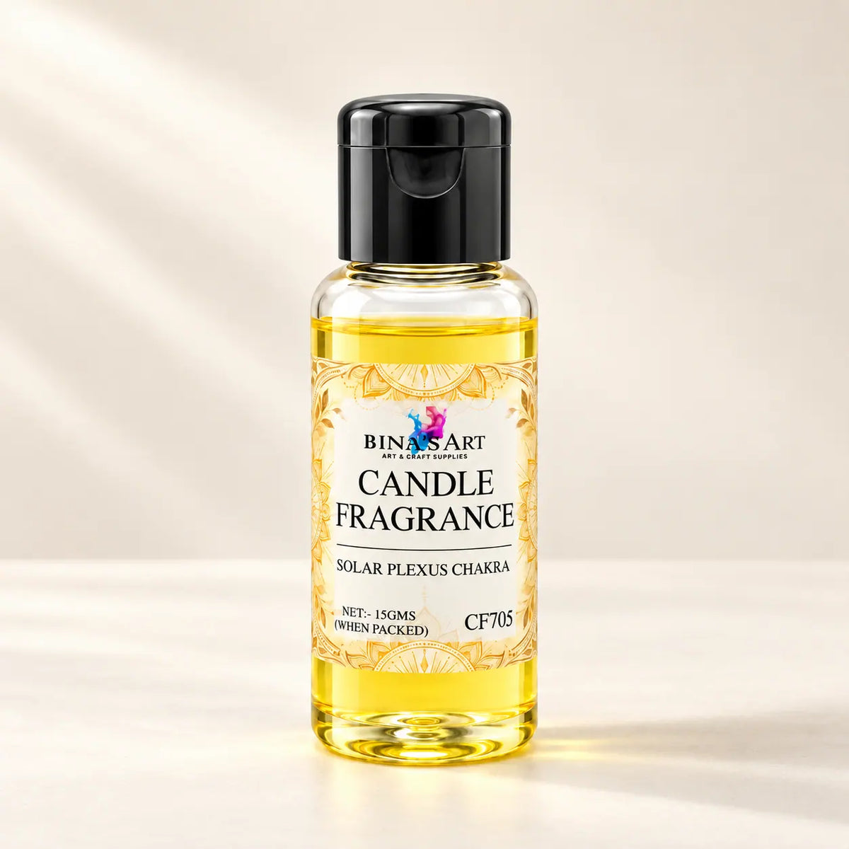 Solar Plexus Chakra Candle Fragrance bottle showing the original product label
