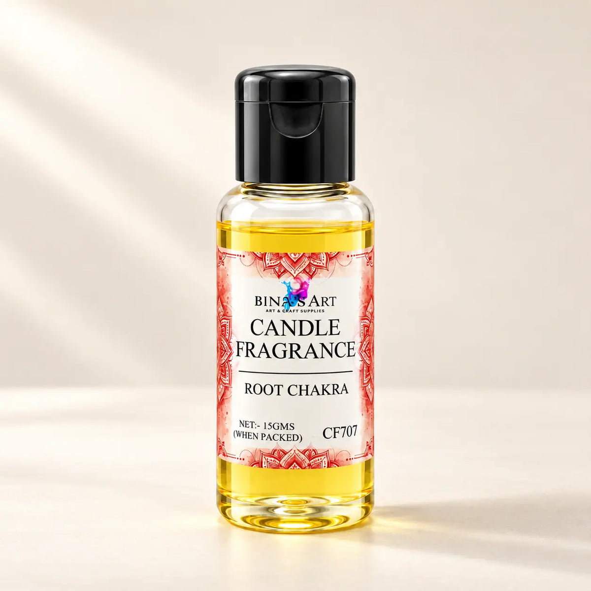 Root Chakra Candle Fragrance bottle showing the original product label