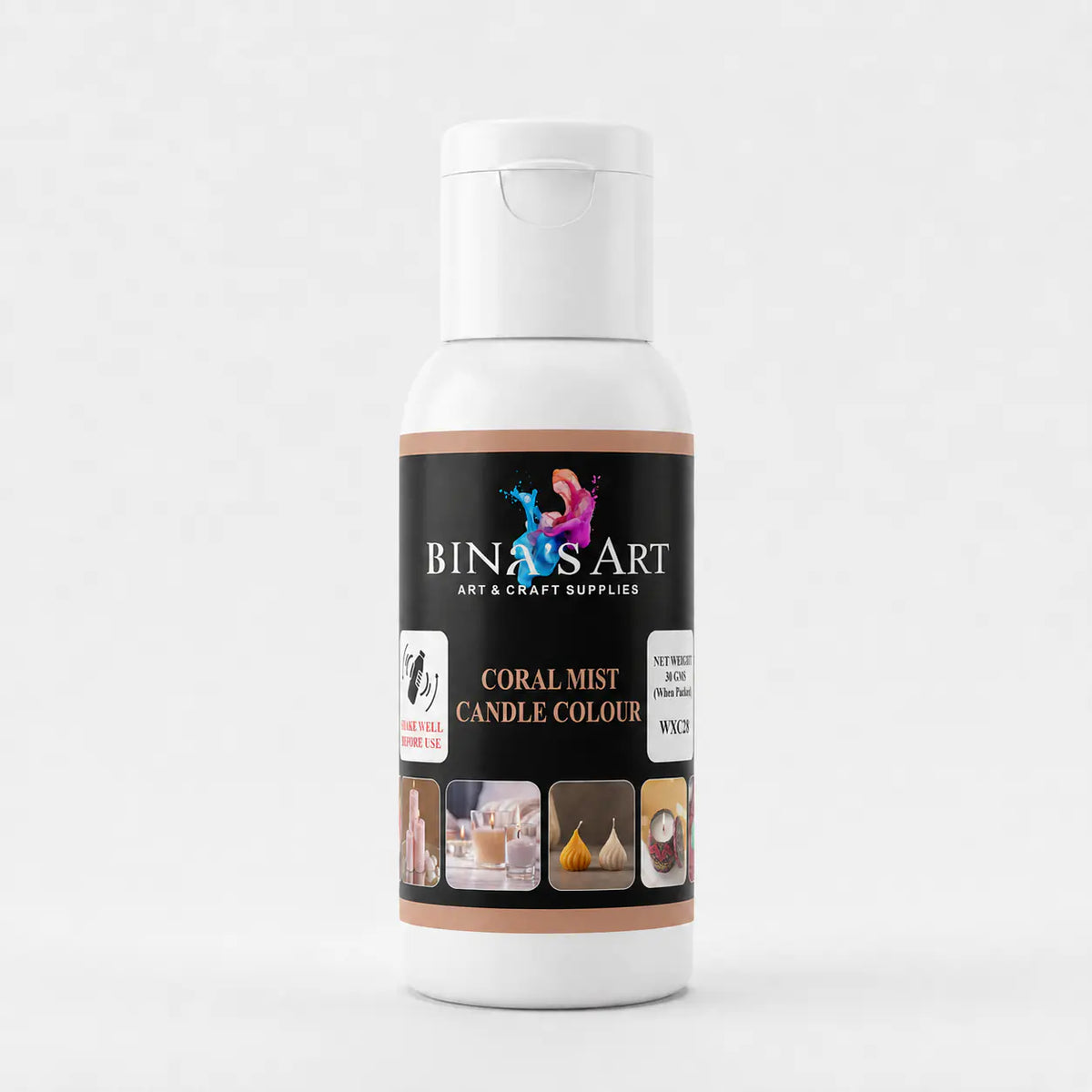 Bina’s Art Coral Mist Candle Colour 30 g bottle
