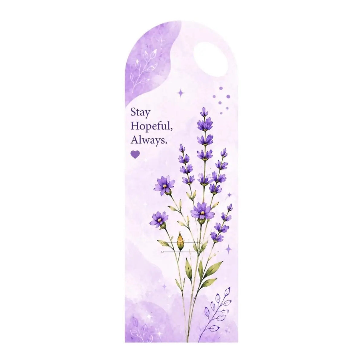 Purple lavender floral bouquet card with handle, Stay Hopeful Always, FC001, pack of 5